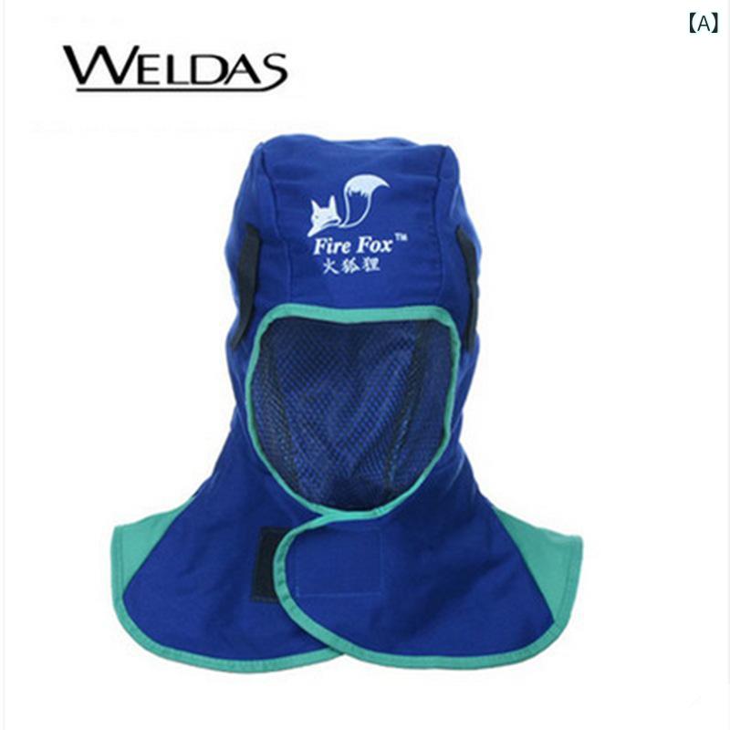 帽子 溶接帽 防火 溶接 全保護式 火狐狸 スタイル 溶接工 防塵 通気性 ブルー