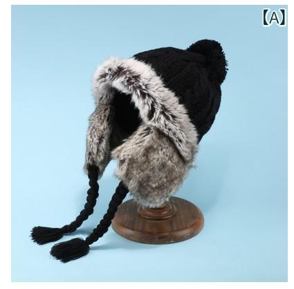 帽子 レディース 秋冬 ニット帽 防寒 暖かい 耳あて付き 厚手 裏起毛 アウトドア スキー スノーボード 自転車 バイク2