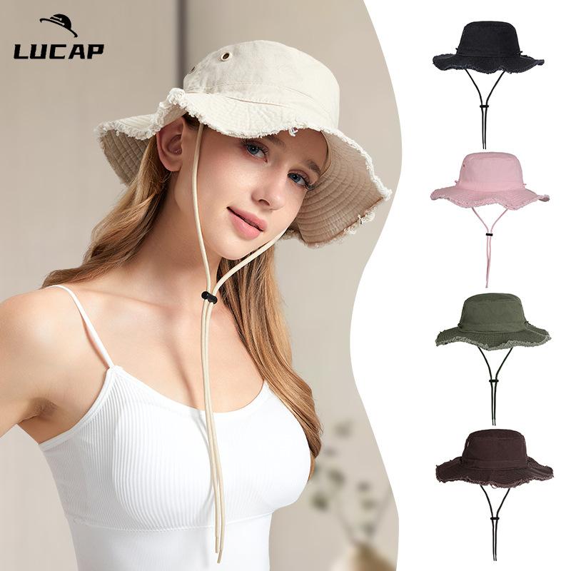 麦わら帽子 レディース 大頭 漁師帽 小顔効果 折りたたみ 遮光 日焼け止め 秋冬 高級感 ハット