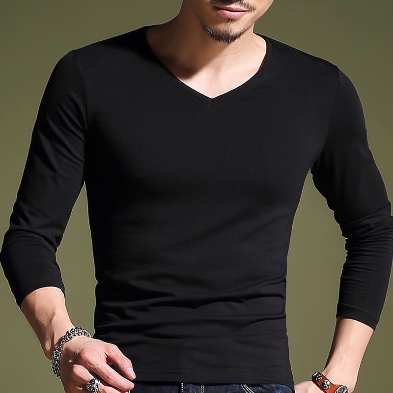 Tシャツ メンズ 男性用 長袖 Tシャツ 無地 Vネック インナー スリム 部屋着 カジュアル 百搭