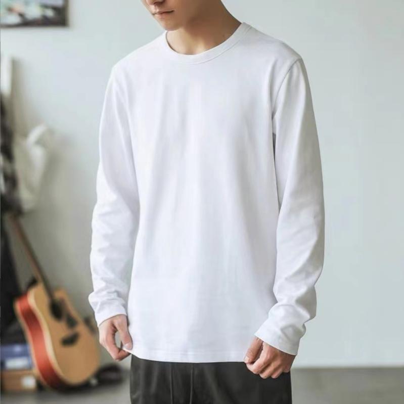 樂天商城 - Tシャツ 男女兼用 新疆綿 長袖 厚手 無地 トップス カットソー 白 シームレス インナー ルームウェア 部屋着