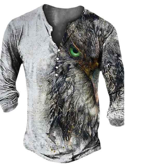シャツ 男性用 長袖 トップス 3Dプリント アニマル柄 ロング丈 7ボタン 開襟 カットソー・スタイル: 英伦・柄: 迷彩・対象者: 青年・ネックライン: ラウンドネック・袖丈: 長袖・厚さ: 薄手・主な素材: ポリエステル繊維95%・シーン: カジュアル・ディテール: プリント・プリントテーマ: スポーツ・袖のタイプ: レギュラー・タイプ: Tシャツ・対象年齢: 成人・対象性別: メンズ・製品タイプ: Tシャツ・重さ: 約180g・サイズ: S, M, L, XL, 2XL, 3XL, 4XL, 5XL・フィット: ルーズ
