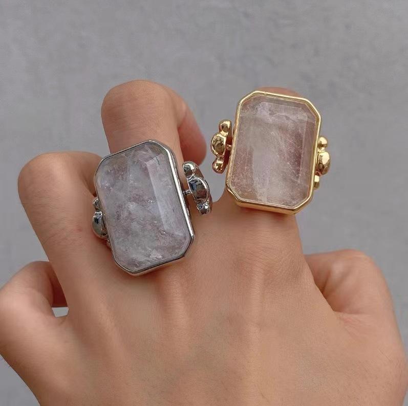 Other , Materials - 指輪 レトロ ヴィンテージ風 大粒スクエア ジルコニア リング ファッション アクセサリー ジュエリー