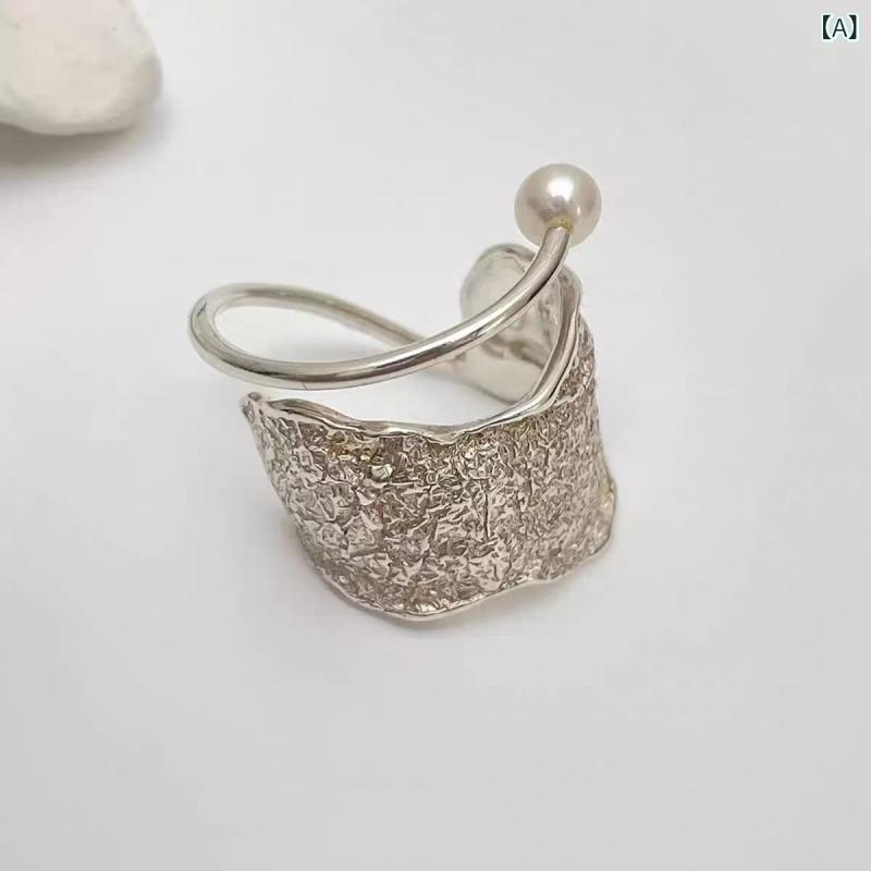 指輪 レトロ 調節可能 電気メッキ加工 高級感 ジルコニア ファッション アクセサリー ラッキーアイテム パール 2