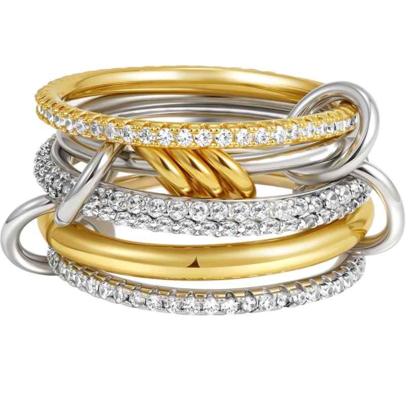 Other , Materials - 指輪 ジルコニア 18k 電気メッキ加工 ゴールド シルバー 厚め 高光沢