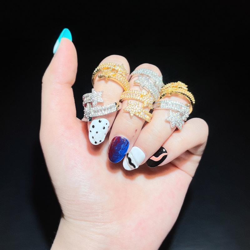 指輪 レディース ファッション リング 星 スター ジルコニア シルバー ゴールド オープンリング サイズ..