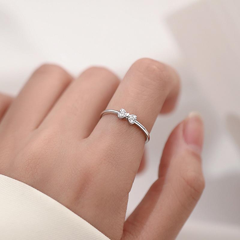 指輪 レディース S925 シルバー 蝶結び ジルコニア ファッション 小さめ かわいい おしゃれ 個性的 美..