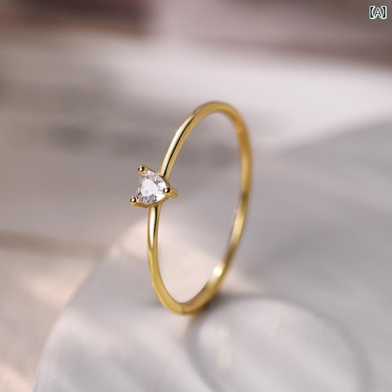 指輪 レディース シルバー925 ハート ジルコニア 宝石 シンプル 高品質 電気メッキ加工 シルバー 2