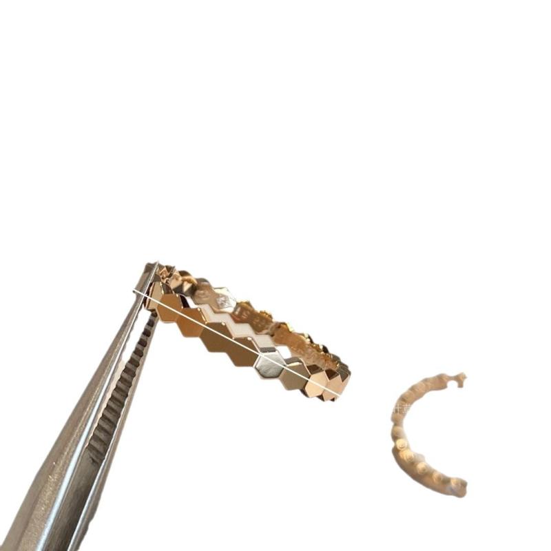 指輪 レディース 18k ローズゴールド リング ハニカム 幾何学模様 ジルコニア 間ダイヤ 電気メッキ加工 ハニカムリング