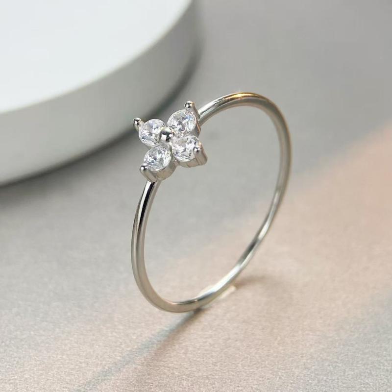 Other - 指輪 レディース 韓国風 四つ葉 クローバー ジルコニア s925 シルバー リング 花柄 ファッション アクセサリー おしゃれ かわいい 学生 ギフト プレゼント