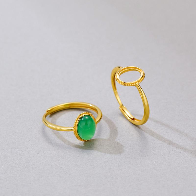 指輪 シルバー925 金メッキ 卵型 調節可能 エレガント ラグジュアリー ファッション