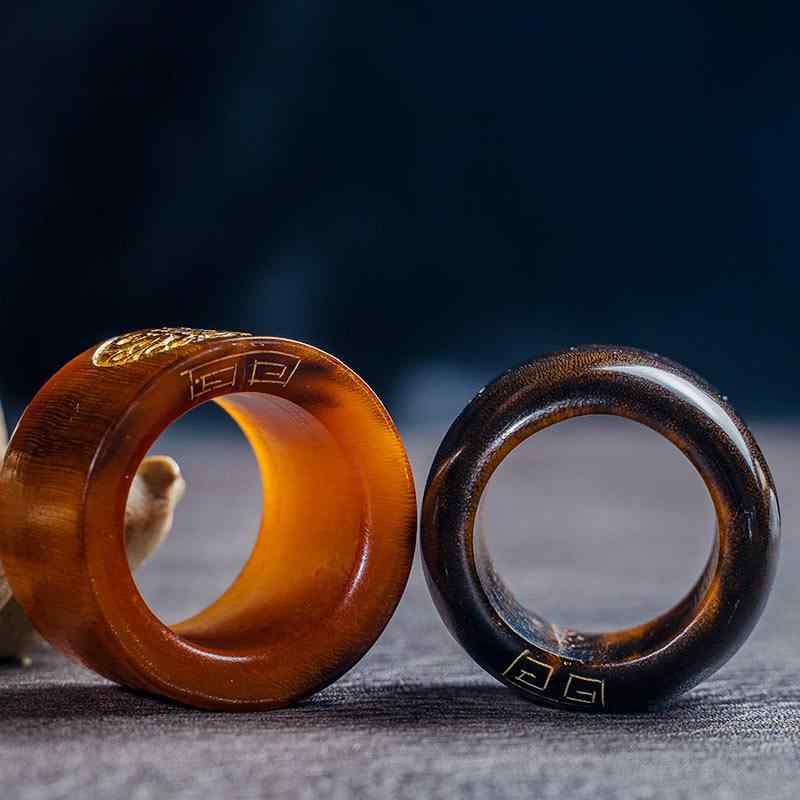 指輪 メンズ 男性用 ブラック 個性的 文玩 扳指 彫刻 パターン ラッキーアイテム