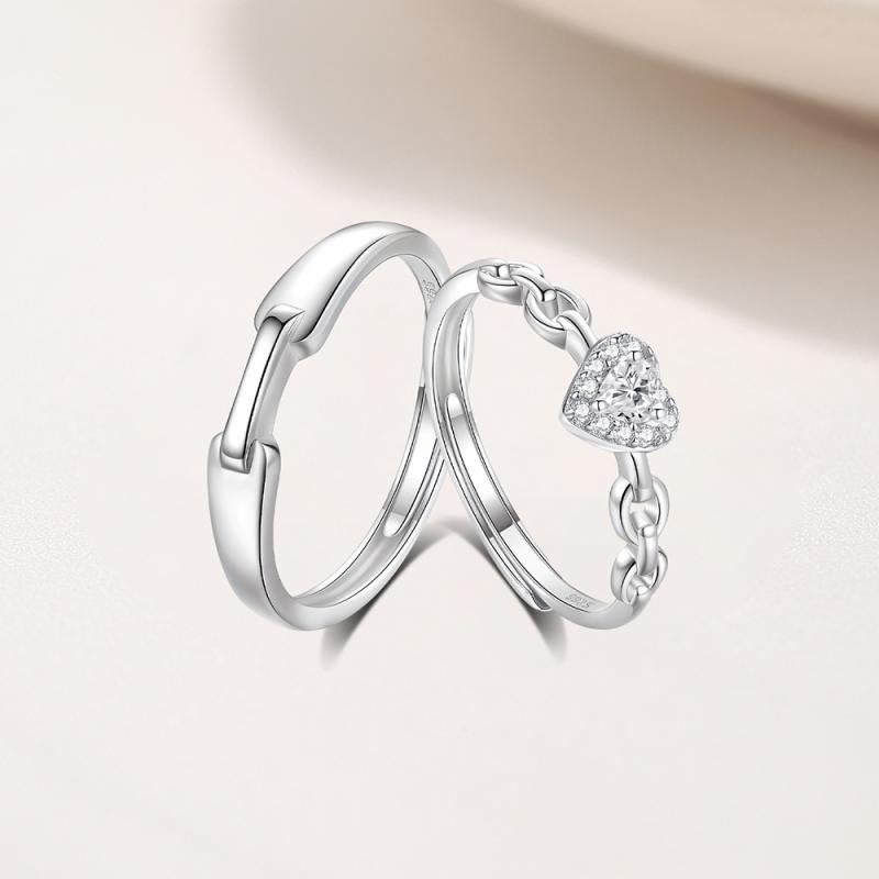 指輪 レディース S925 シルバー リング ペアリング 韓国風 小さめ ハート ジルコニア 飾り 軽奢 開口型..