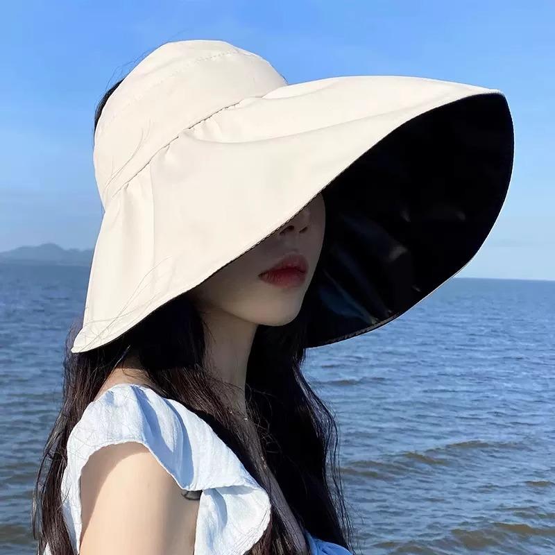 For Women - 麦わら帽子 レディース UVカット 紫外線対策 日焼け防止 折りたたみ 調節可能 大きめサイズ 遮光 接触冷感 漁師帽 つば広 ハット 春夏