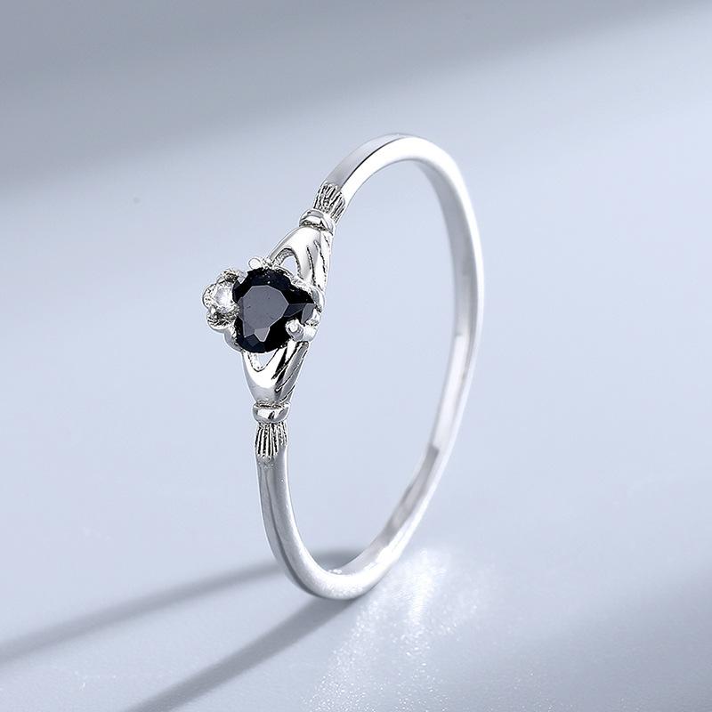 指輪 レディース シルバー925 ハート形 ブラック ジルコニア リング ファッション アクセサリー ジュエリー