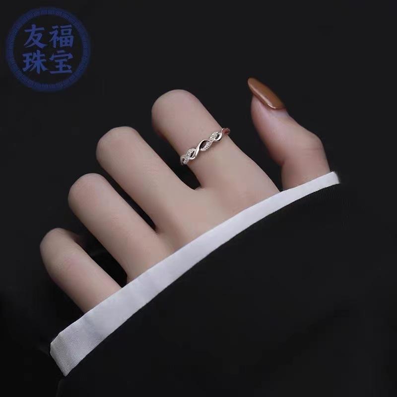 2指輪 レディース シルバー999 波 ウェーブ ジルコニア 調整可能 フリーサイズ 韓国風 ファッション リング おしゃれ かわいい シンプル 普段使い