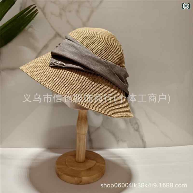 2麦わら帽子 レディース 日焼け防止 折りたたみ つば広 ハット 小顔効果 遮光 UVカット カジュアル 春夏