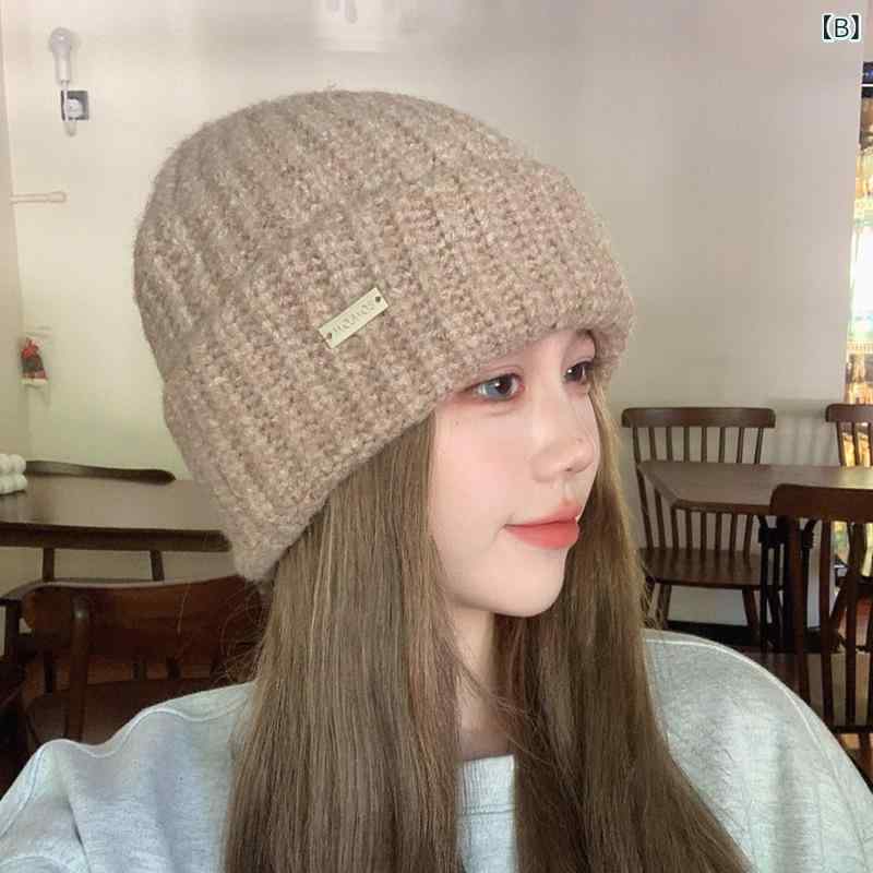 ニット帽 レディース 秋冬 防寒 保温 暖かい 小顔効果 あったか ウール 混紡 大頭 縄編み ケーブル編み 日系 冷え対策 男性用