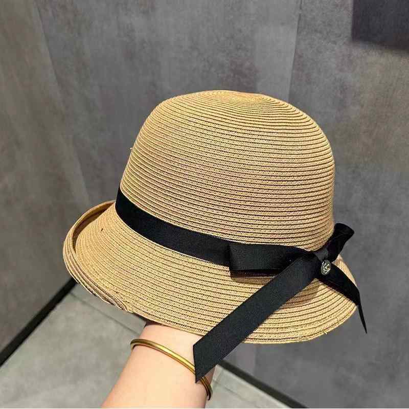 麦わら帽子 レディース 春夏 極細 ペーパー ストローハット つば広 ハット かわいい リボン 折りたたみ 日焼け防止 漁夫帽 女優帽 上品 きれいめ エレガント 旅行 普段使い2