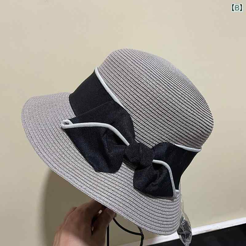 麦わら帽子 レディース 春夏 折りたたみ 蝶結び 漁夫帽 UVカット 紫外線対策 日よけ ワイドブリム つば広 ビーチハット サマーハット2 3