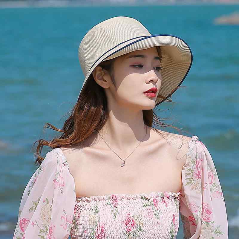 麦わら帽子 レディース 漁夫帽 ブレード編み 折りたたみ ビーチ帽子 UVカット 日焼け止め 海 旅行 春夏 リゾート2