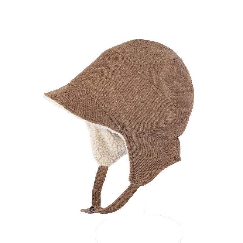 帽子 レディース 秋冬 防寒 暖かい 飛行帽 立体 ミリタリー キャップ 耳当て付き ベージュ コーヒー色 ブラック レトロ かわいい2