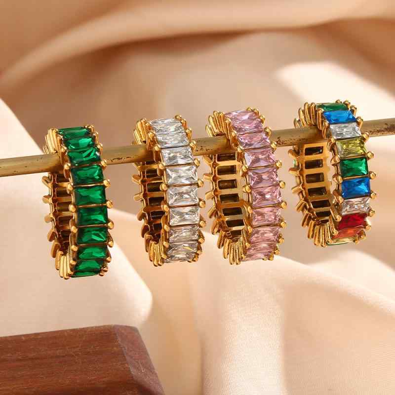 指輪 レディース チタン製 ステンレス製 電気メッキ加工 ジルコニア 18K 金 アレルギー対応 シンプル ..