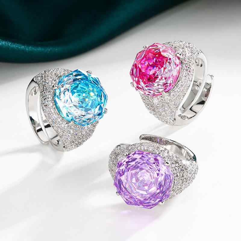 指輪 レディース アクセサリー ジルコニア 鍍金 ローズ カット 彩宝 气质 复古