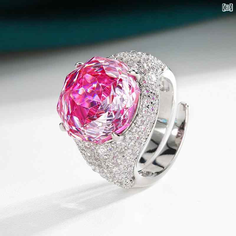 指輪 レディース アクセサリー ジルコニア 鍍金 ローズ カット 彩宝 气质 复古