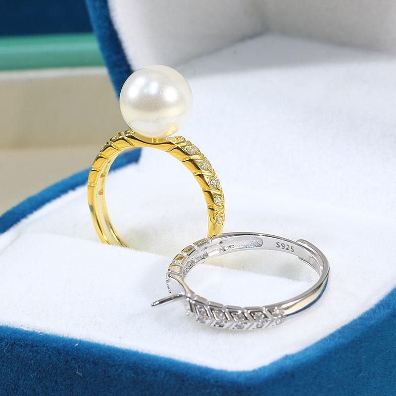 指輪 レディース S925 シルバー ジルコニア ファッションリング 調節可能 パーツ(4.0)