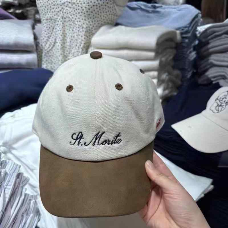 帽子 キャップ レディース 美式 レトロ ブラウン ベージュ 切り替え ST 刺繍ロゴ 防風 ファッション おしゃれ かわいい