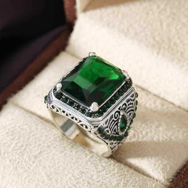 指輪 メンズ 男性用 ジルコニア レトロ エスニック テイスト ファッション リング おしゃれ 高見え 高見え 電気メッキ加工 指輪