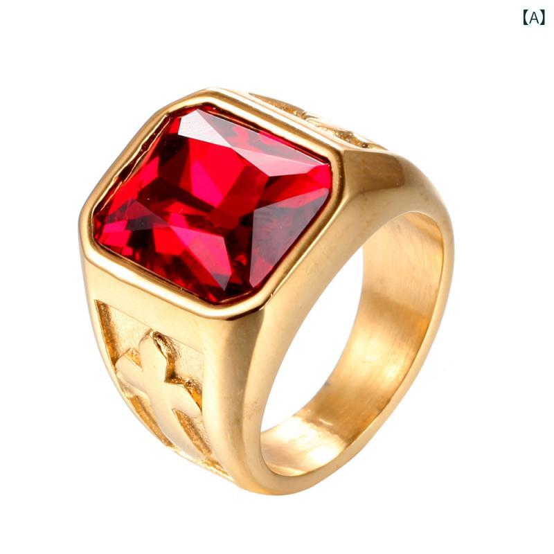 指輪 十字架 ジルコニア サージカルステンレス 存在感 電気メッキ加工 ラッキーアイテム