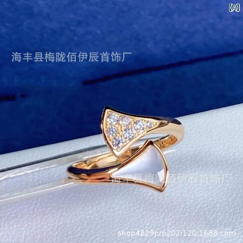 指輪 レディース 扇形 18K ローズゴールド 電気メッキ加工 白蝶貝 レッド瑪瑙 スカート リング インスタ ラッキーアイテム