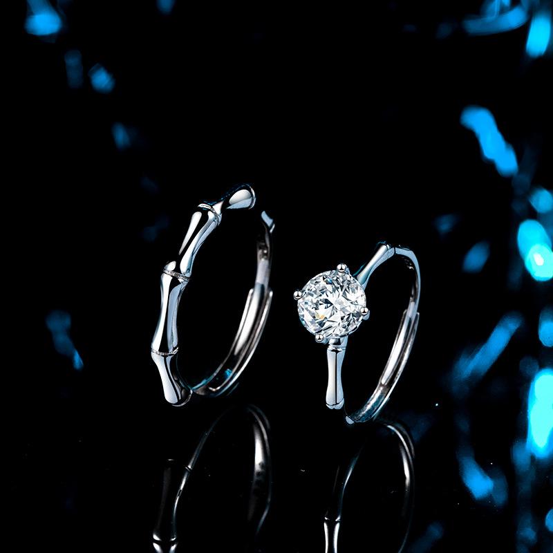 指輪 ペアリング S925 シルバー モアサナイト ジルコニア 個性的 ラッキーアイテム 刻印 ギフト