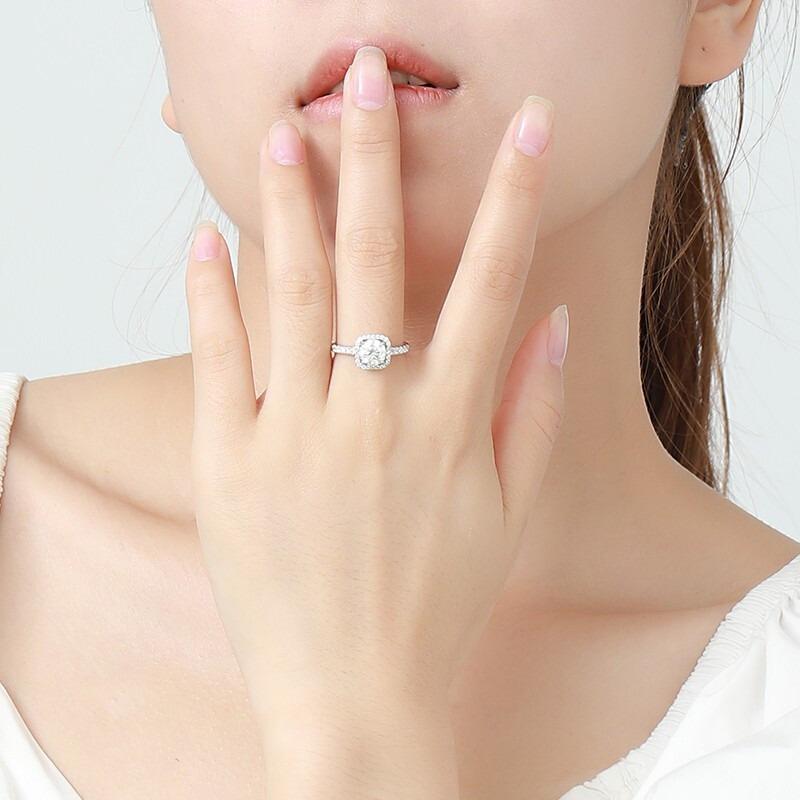 乐天商城 - 指輪 レディース モアサナイト キューブ型 ブライダル ウェディング 結婚式 パーティー 普段使い デイリーユース おしゃれ かわいい