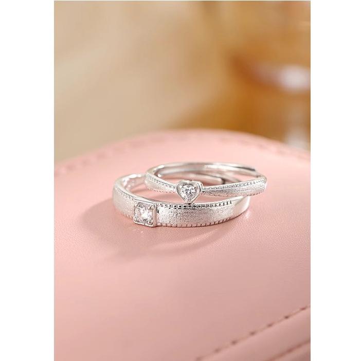 指輪 ペアリング シルバー925 ラブ ハート キラキラ 輝く ジルコニア 女性 男性 恋人 贈り物