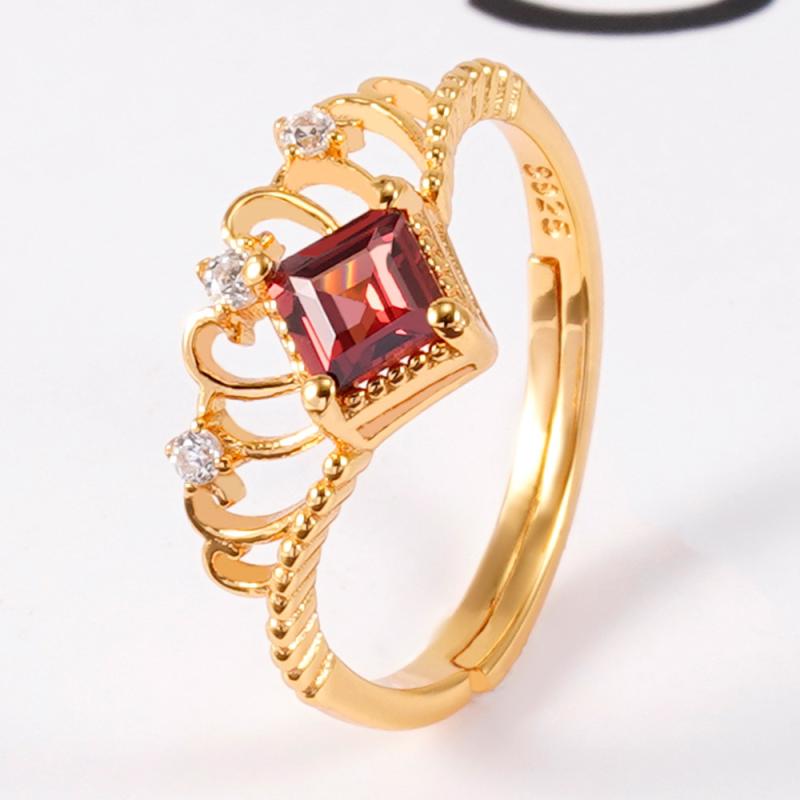 指輪 レディース S925 シルバー リング 天然石 ガーネット 18K 金メッキ ファッション おしゃれ 人差し指 指輪 シルバー925 電気メッキ加工