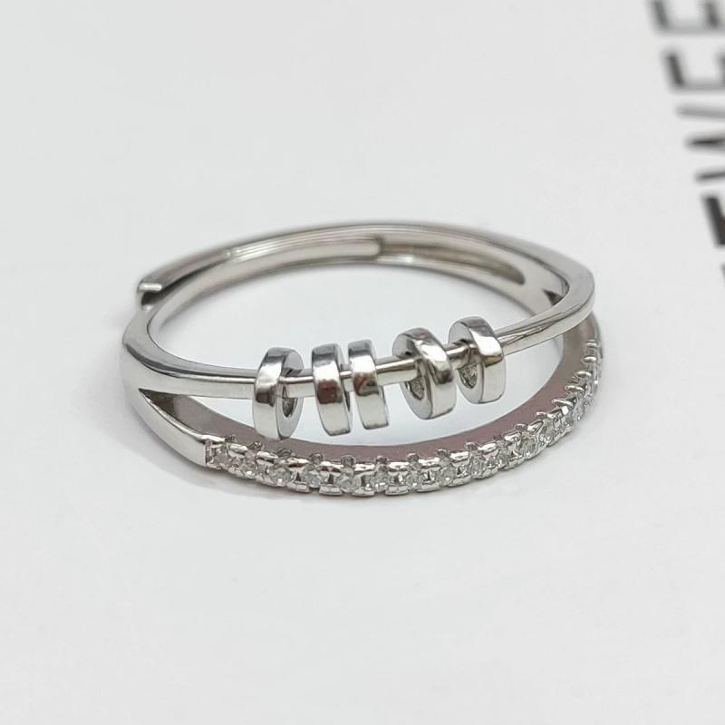 指輪 S925 シルバー ジルコニア 5連リング 電気メッキ加工 解消 アマゾン 人気 回転 オープンリング