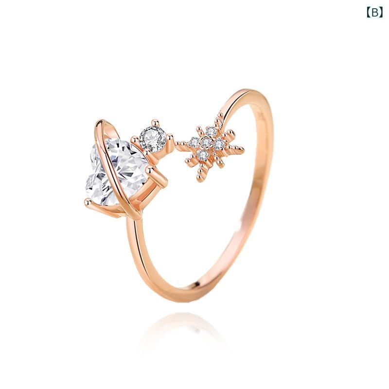 指輪 レディース 925 シルバー 銀 アレルギー対応 ハート 星 高級感 ラッキーアイテム 普段使い かわいい 電気メッキ加工