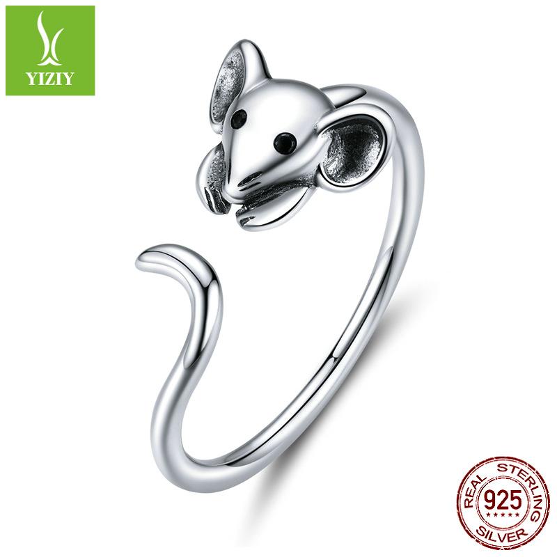 指輪 レディース S925 シルバー ラッキーアイテム ねずみ モチーフ 本命年 ファッションリング オープンリング 電気メッキ加工 普段使い