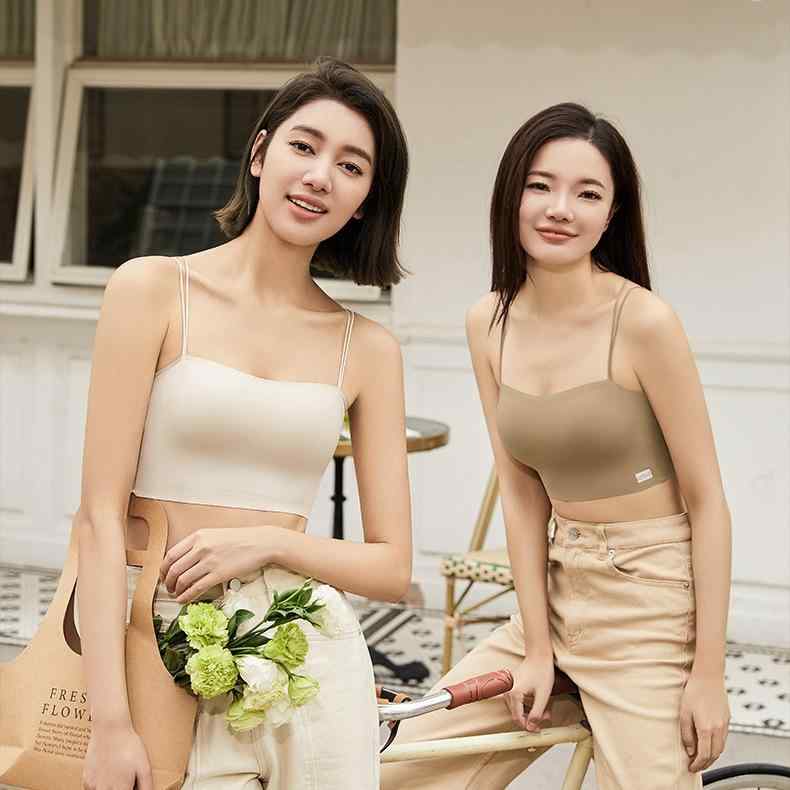 ブラジャー レディース 春夏 インナー カップ付き キャミソール クロスデザイン 無縫製 響かない ストレスフリー(4.0)