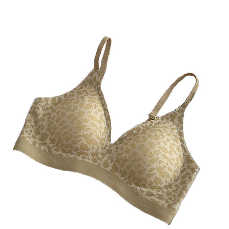 ブラジャー レディース ヒョウ柄 接触冷感 シームレス 一体型 ハーフカップ 補正 提拉 微塑 インナー2