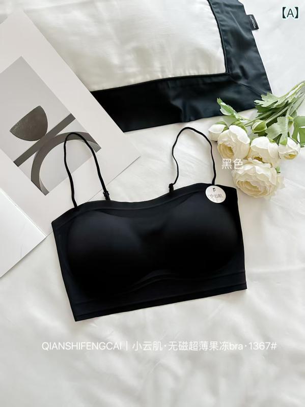 ファンデーション レディース インナー キャミソール チューブトップ ブラトップ 一体型 カップ付き 薄手 接触冷感 通気性 無縫製 肌着 下着 普段使い ブラキャミ