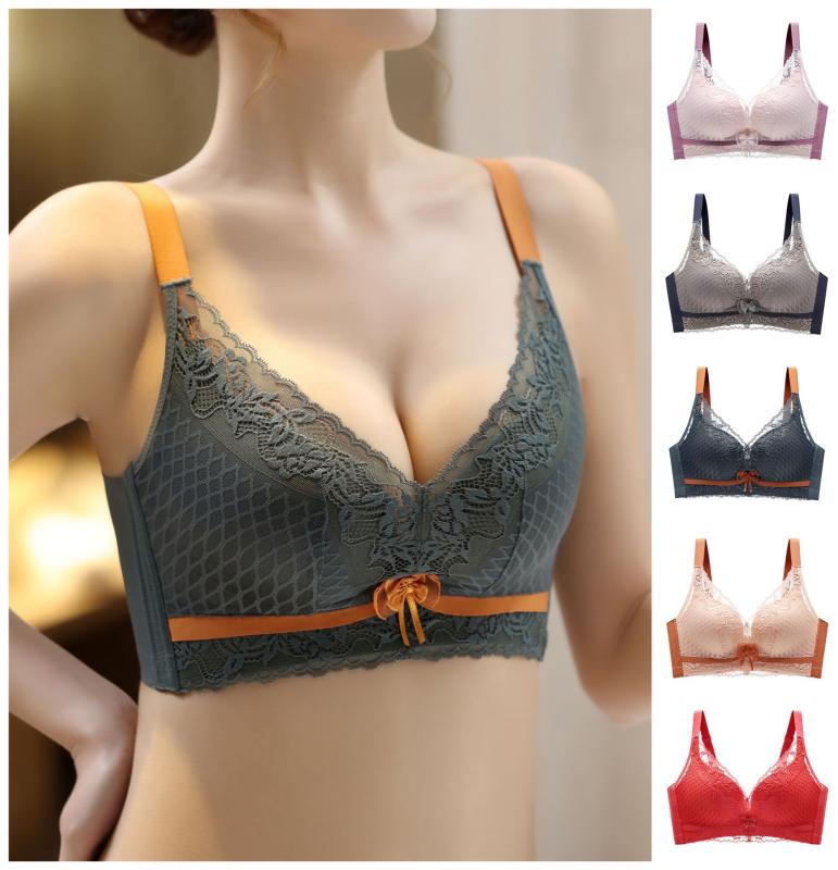 2ブラジャー レディース 小胸 谷間 寄せ 上げ レース ノンワイヤー 補正 育乳 かわいい 脇高 設計 調整型 インナー 肌着