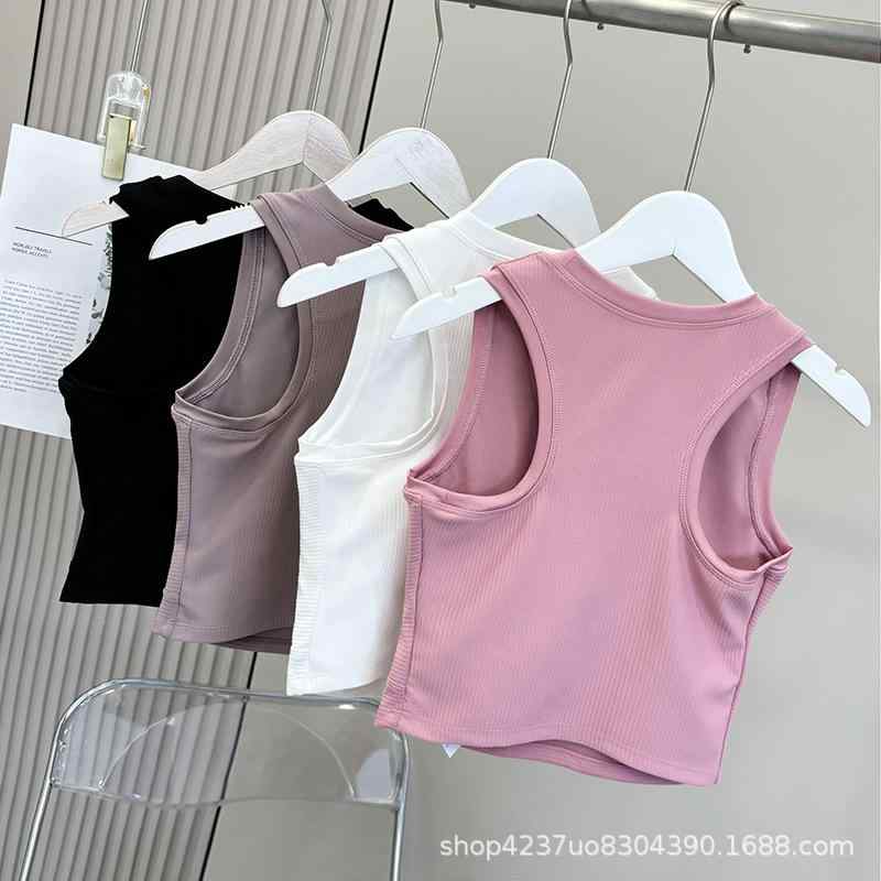 ヨガウェア レディース 紧身 背心 スポーツブラ内蔵 パッド付き 吸湿速乾 通気性 ストレッチ 美背 ウエストシェイプ トレーニング ランニング ピラティス