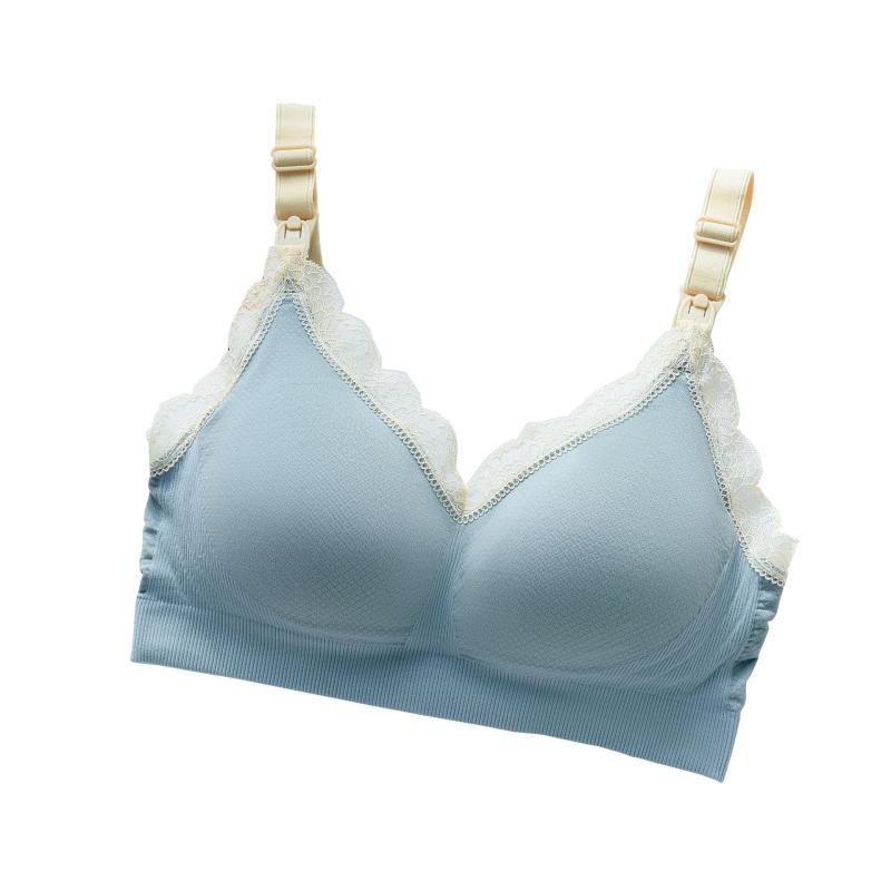 授乳ブラジャー 薄手 妊婦 マタニティ 前開き ホールド 産前 産後 快適 インナー[ "・素材: 錦綸/尼龍", "・肩紐タイプ: 固定", "・カップタイプ: 薄", "・ワイヤー: 無", "・デザイン: レース", "・シームレス: 〇", "・ホック: 背面4段", "・カラー: ブラック、豆緑、芋紫、豆沙紅、果粉、果膚、雪灰", "・サイズ: S、M、L、XL、XXL", "・対象: 全 период", "・スタイル: シンプル", "・機能: 授乳"]