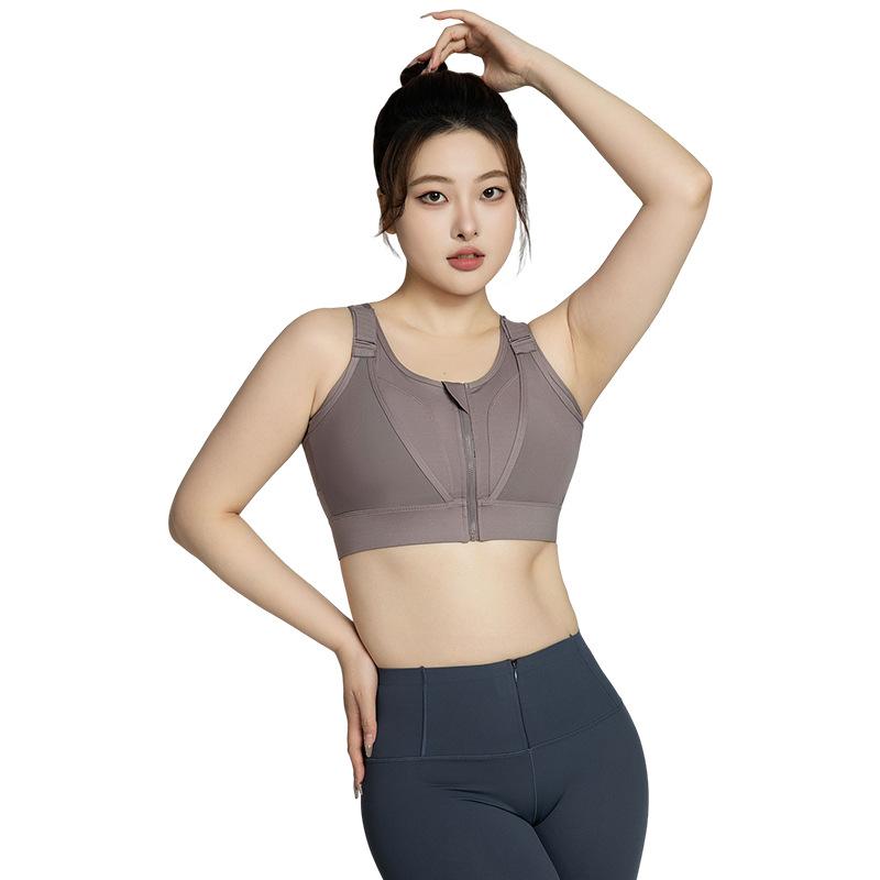 ヨガウェア レディース スポーツブラ 大量 揺れない 美背 前開き ジッパー式 一体型 パッド スポブラ 運動用 高強度 フィットネス