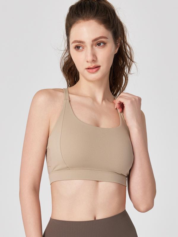 スポーツブラ 一体型 固定カップ ヨガブラ 揺れない 通気性 ズレ防止 高強度 フィットネス 美背 ヨガウェア