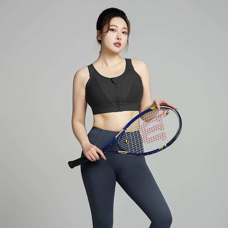 スポーツブラ レディース ランニング フィットネスブラ 一体型 ヨガウェア 揺れない 前開き ジッパー式 安定 サポート 吸汗速乾